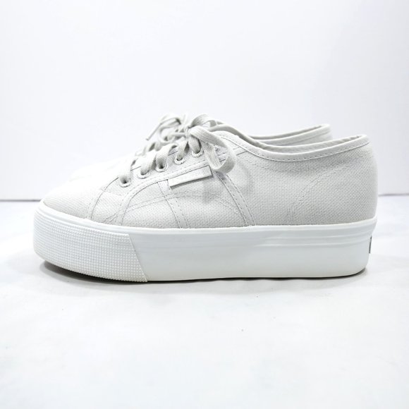 Superga Shoes - Superga Light Gray Canvas Low Top Platform Sneakers - 8/EU 39